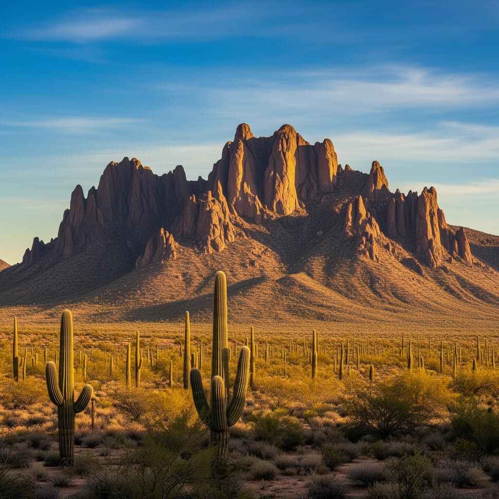 Apache Junction Arizona Superstition Mountains backdrop with rural car shipping and auto transport service
