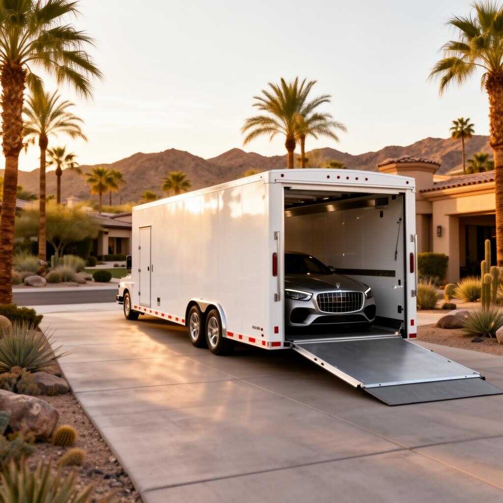 Enclosed auto transport trailer for luxury vehicle shipping in Arizona