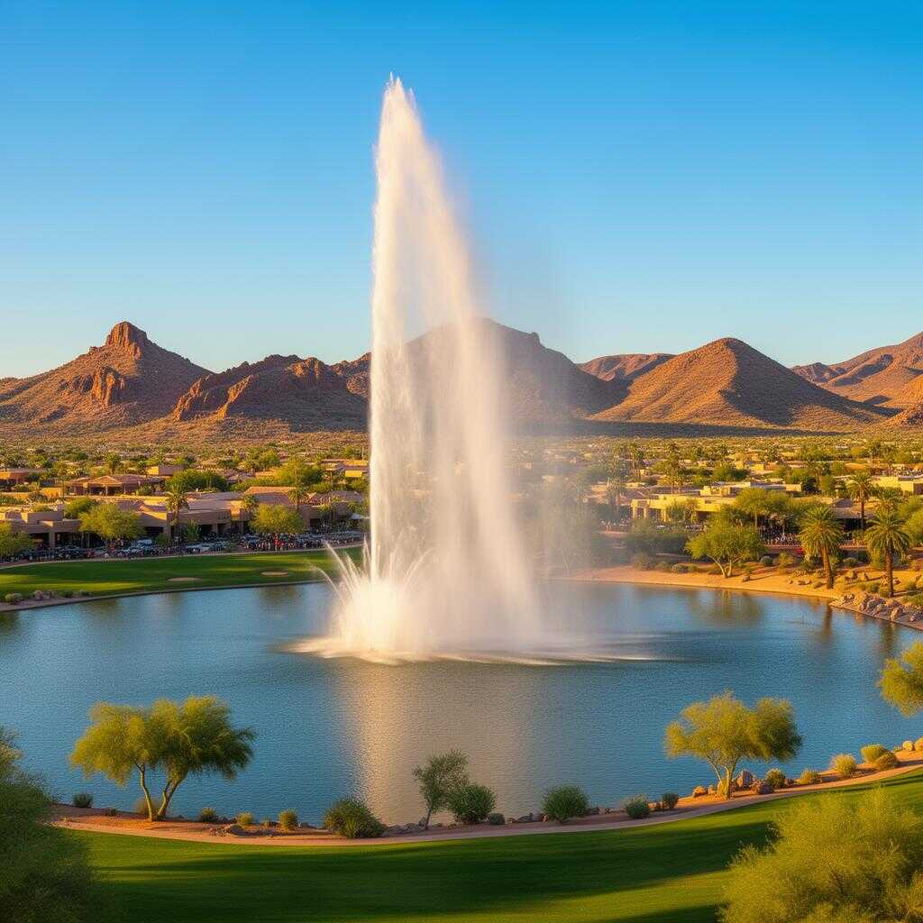 Fountain Hills Arizona famous fountain with luxury car shipping and enclosed auto transport services