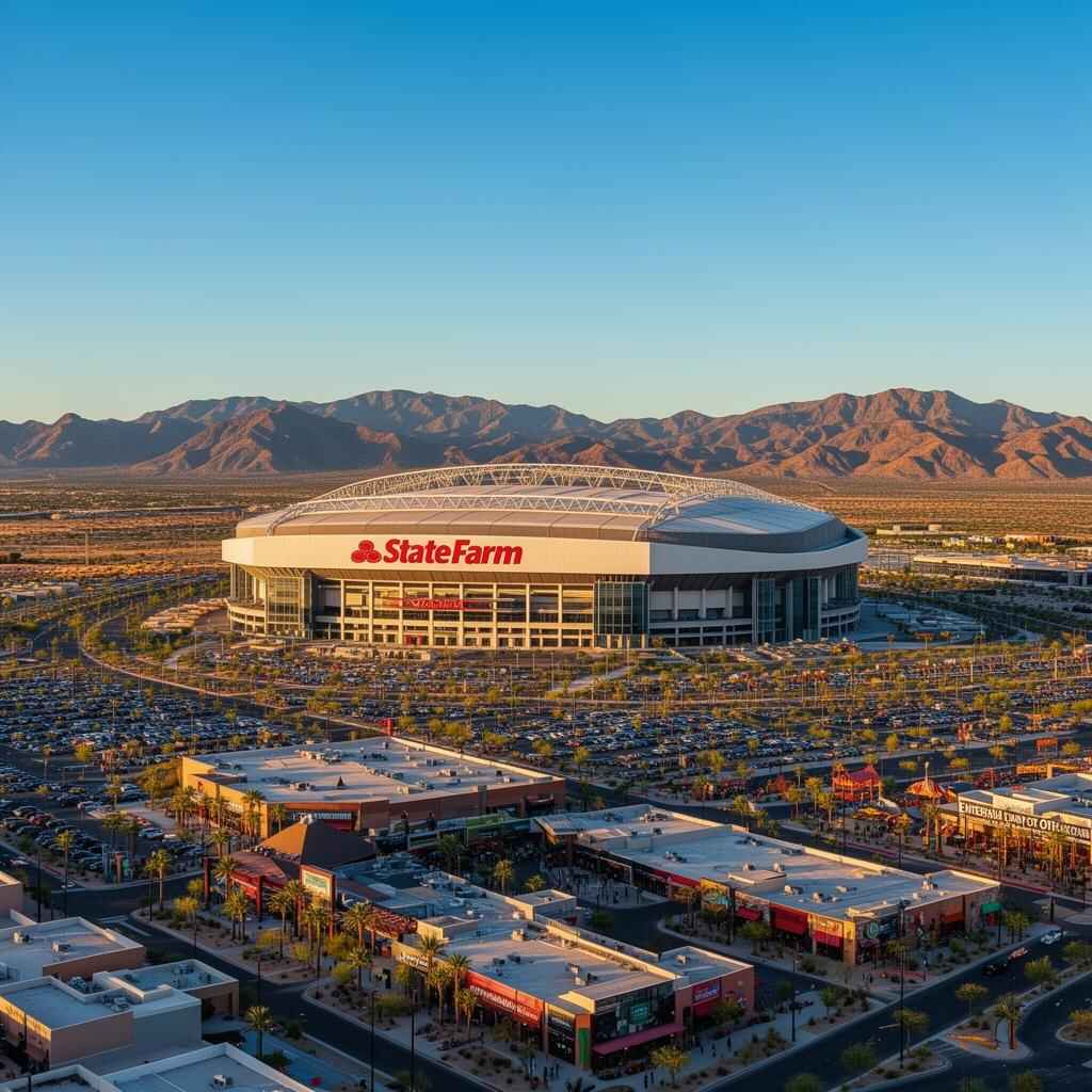 Glendale Arizona State Farm Stadium area with car shipping services throughout the West Valley