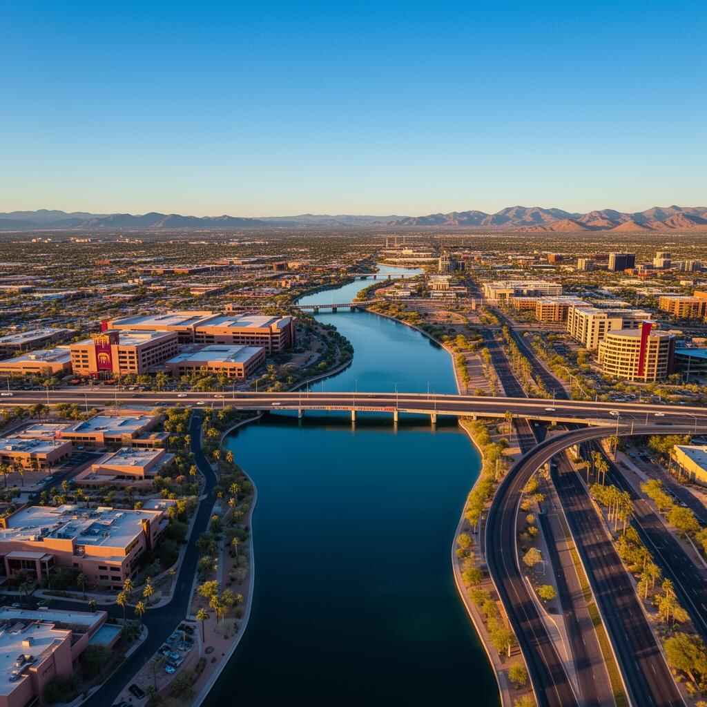 Tempe Arizona Tempe Town Lake and ASU campus area with car shipping services for students and residents